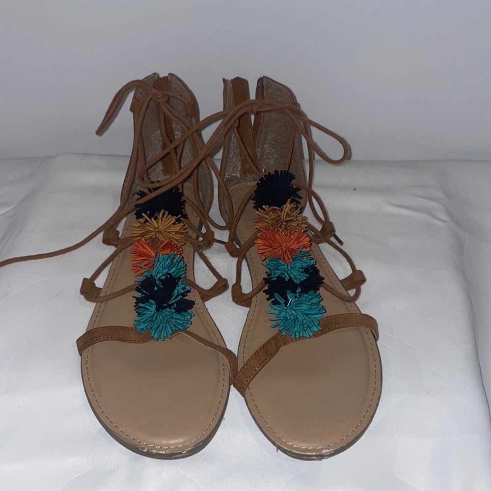 forever 21 Pom Pom gladiator sandals